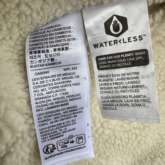 Levi’s Corduroy Sherpa Trucker Jacket Women’s XS Gray Faux Fur Lined - Picture 4 of 11